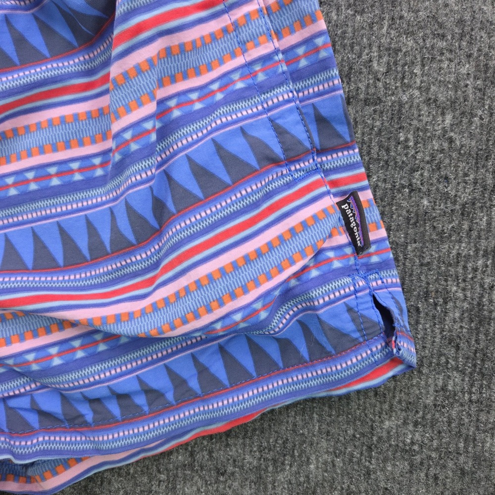 Patagonia Barely Baggies Shorts Womens M Blue Orange Geometric Tribal Print Gorp